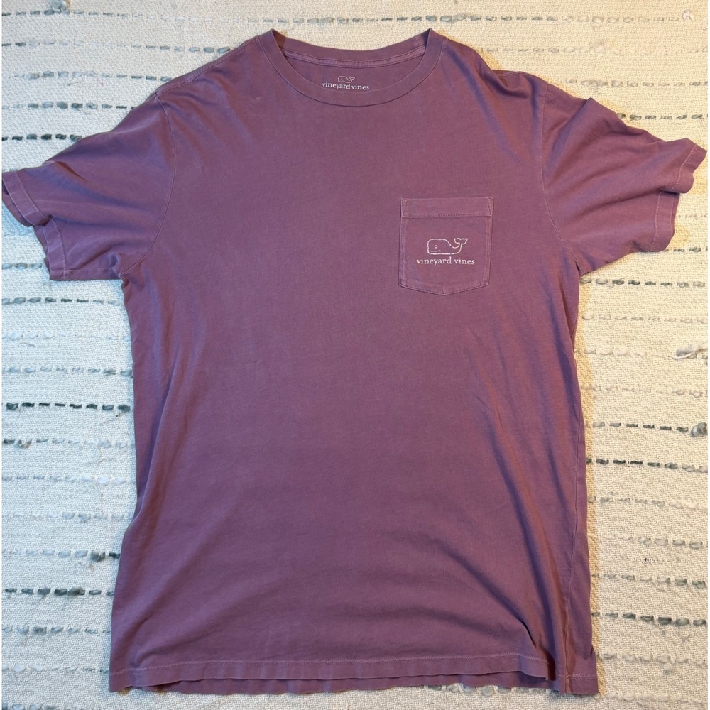 Vineyard Vines Mens Pima Cotton Pocket T-Shirt Purple Whale Logo Size M